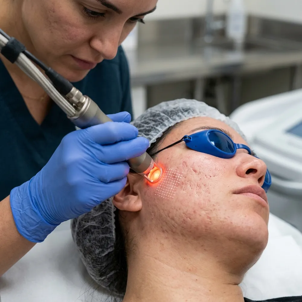 Acne scar removal laser session at Ariix Clinic