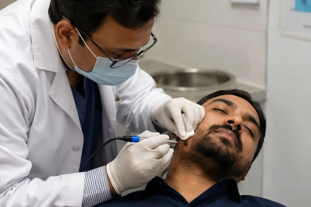 Laser mole removal procedure at Ariix Clinic